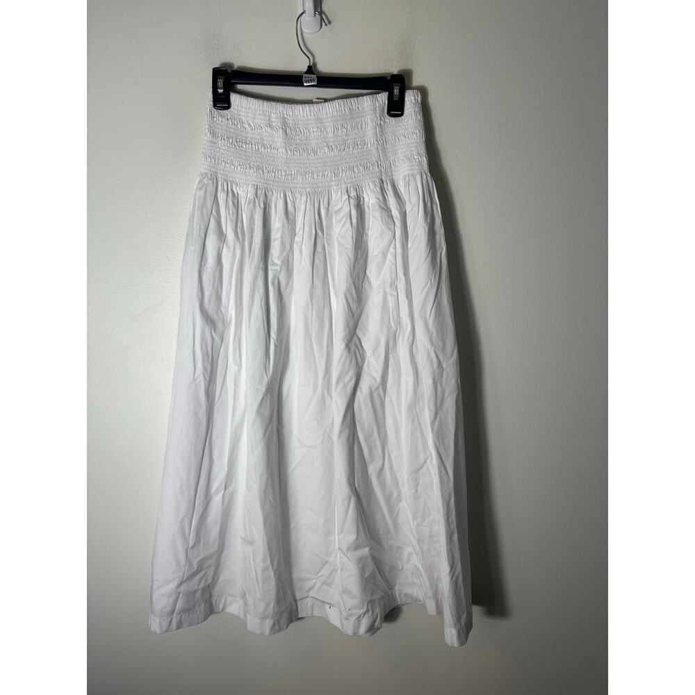 Madewell White Smocked Waist Midi Skirt